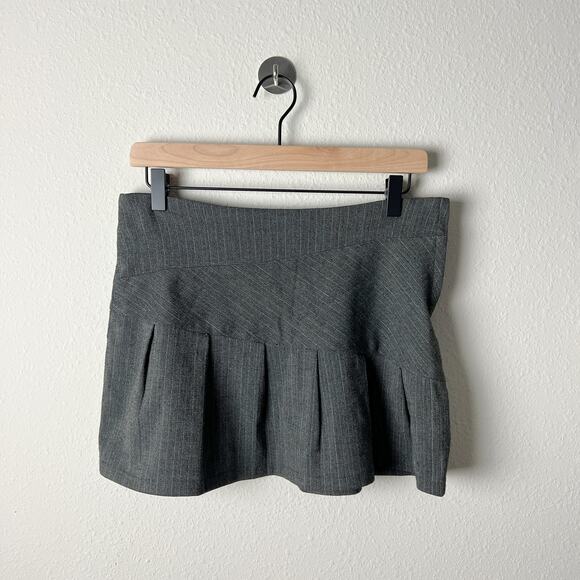 y2k vintage gray pinstriped low rise patchwork pleated mini skirt by fresh wear - Picture 8 of 8